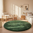 Ophanie Round Rug 5Ft Grey Green Circle Area Rug, Fluffy Fuzzy Bedroom Carpet by Ophanie