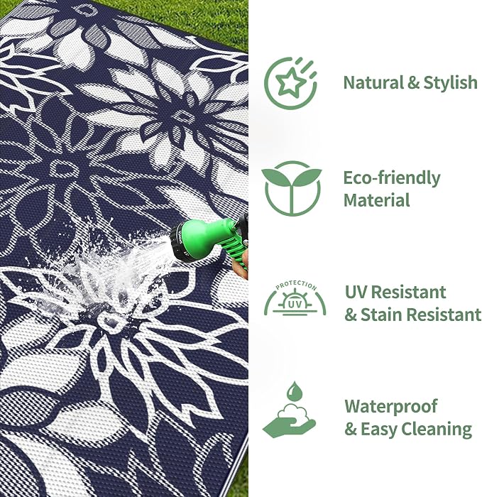 GENIMO Outdoor Rug Waterproof for Patio Decor, Large Area Rugs Mats for RV - Image 7