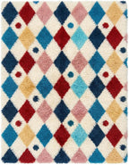 PureCozy Checkered Rug 5x8 Fluffy Shag Living Room Colorful Area Rug Modern - Image 7