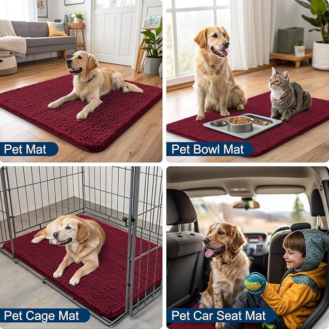Smiry Dog Door Mat for Muddy Paws 59x24, Absorbent Dirt Trapper, Non-Slip - Image 6