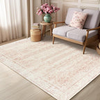 Pink Nursery Rug for Baby Girl 5 x 7 Neutral Blush Pink Boho Cute Floral - Image 6