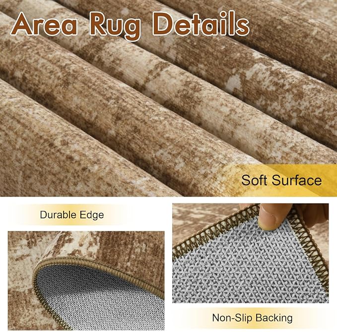 2x6 Ft Washable Runner Rug, Non-Slip Low Pile Hallway Kitchen Area Rug - Image 6