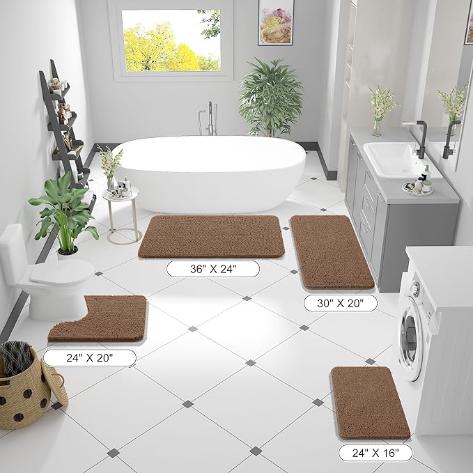 OLANLY Bathroom Runner Rugs 47x20, Extra Soft Absorbent Chenille Bath Rugs - Image 2