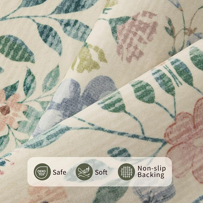 Rugxara Floral Rug for Entryway, 3x5 Washable Area Rug, Non Slip Low Pile - Image 4