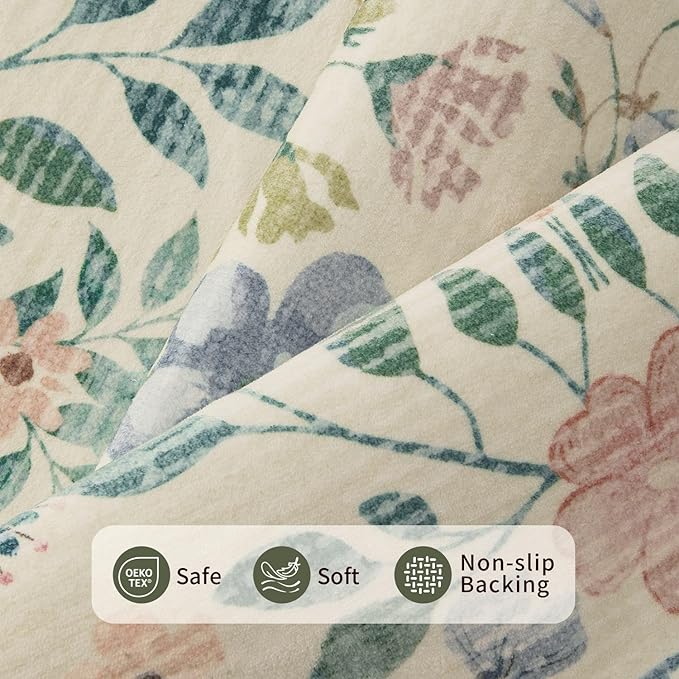 Rugxara Floral Rug for Living Room Bedroom(Green 2x5 - Image 4