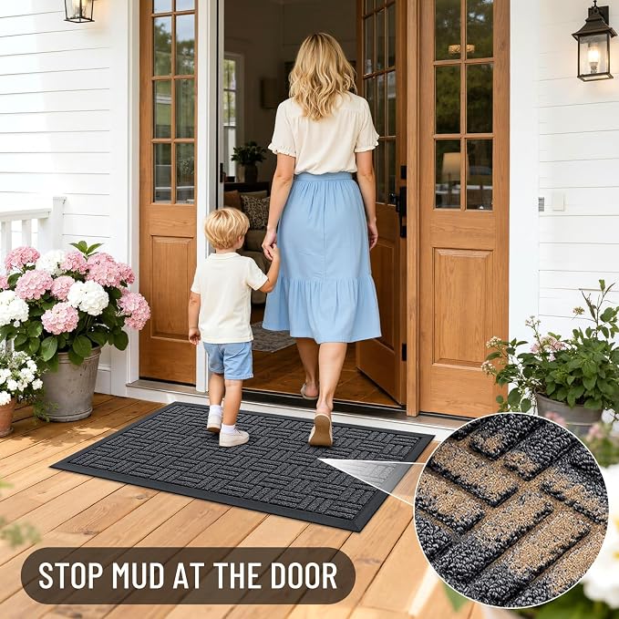 OLANLY Front Door Mat Outside Entrance 59x34, Heavy Duty Sturdy Natural Rubber - Image 6