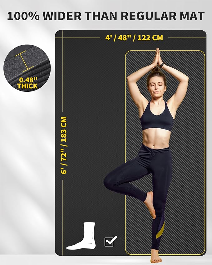 CAMBIVO Yoga Mat 72" x 48" Large Workout Mat - Image 2
