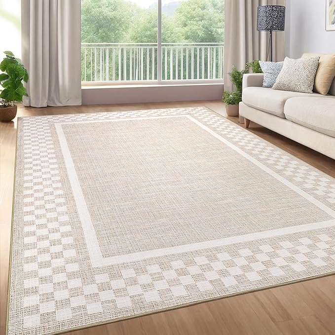 Small Bedroom Area Rug 3x5 Checkered Area Rug - Image 9