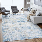 Area Rug 10x14 Living Room Rug Washable: No-Slip Abstract Soft Thin Large Blue - Image 3