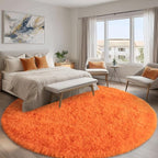 Round Orange Rug for Bedroom, 7 ft Circle Area Rugs for Living Room, Soft Large - Image 2