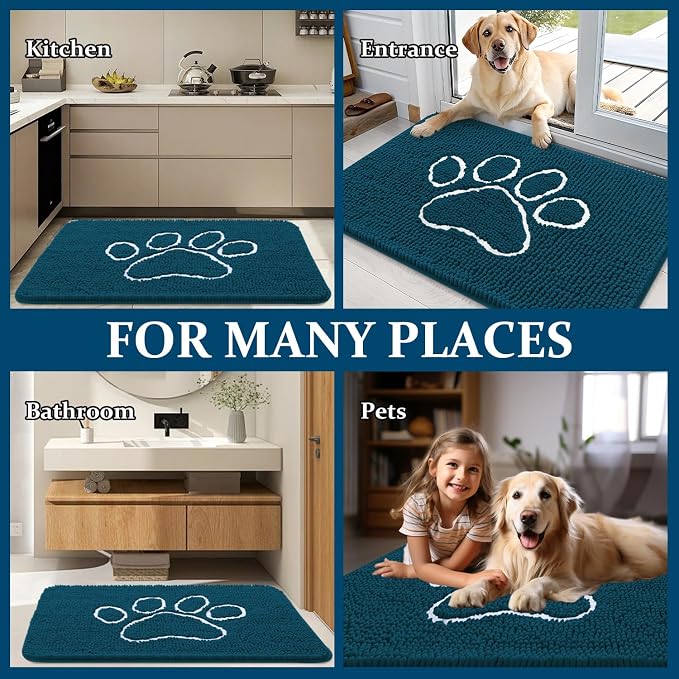 OLANLY Dog Door Mat for Muddy Paws 47x20, Paw Print Design, Absorbs Moisture - Image 8