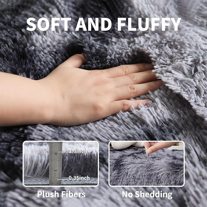 Grey Fluffy 8x10 Large Area Rugs - Image 3