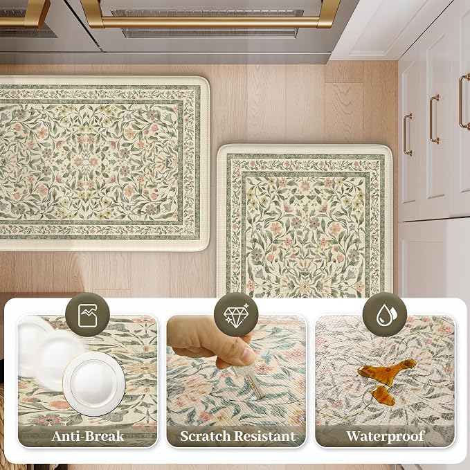 KIMODE Anti Fatigue Mats for Kitchen Floor 20"x47"+20"x32", Boho Farmhouse - Image 6