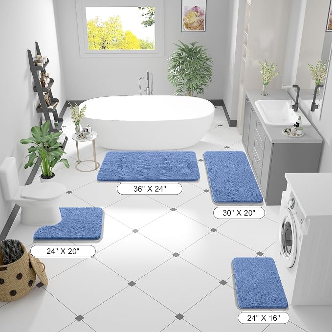 OLANLY Bathroom Runner Rugs 70x24, Soft Absorbent Chenille Bath Rugs, Rubber - Image 2