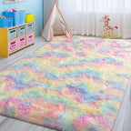 WISH TREE 8x10 Fluffy Rainbow Rug - Image 3