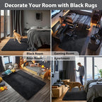 Ophanie Black Area Rugs for Bedroom Living Room, 4x6 Fluffy Fuzzy Shag Shaggy - Image 7