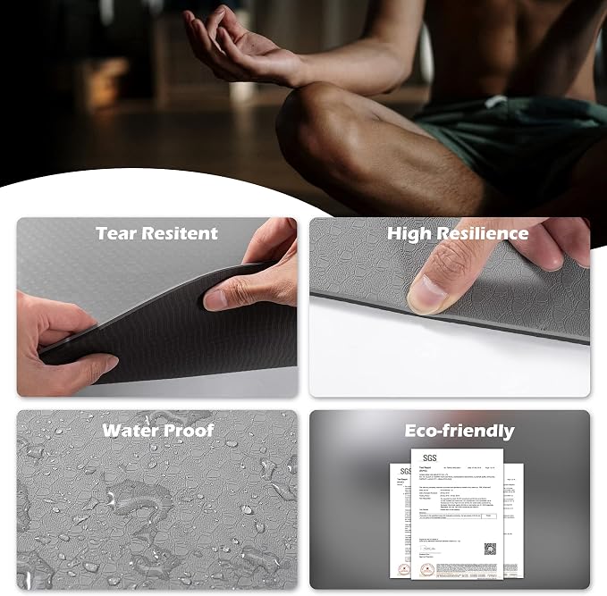 UMINEUX Large Yoga Mat for Men and Women 1/4 & 2/5 Inch Extra Thick TPE Fitness - Image 3