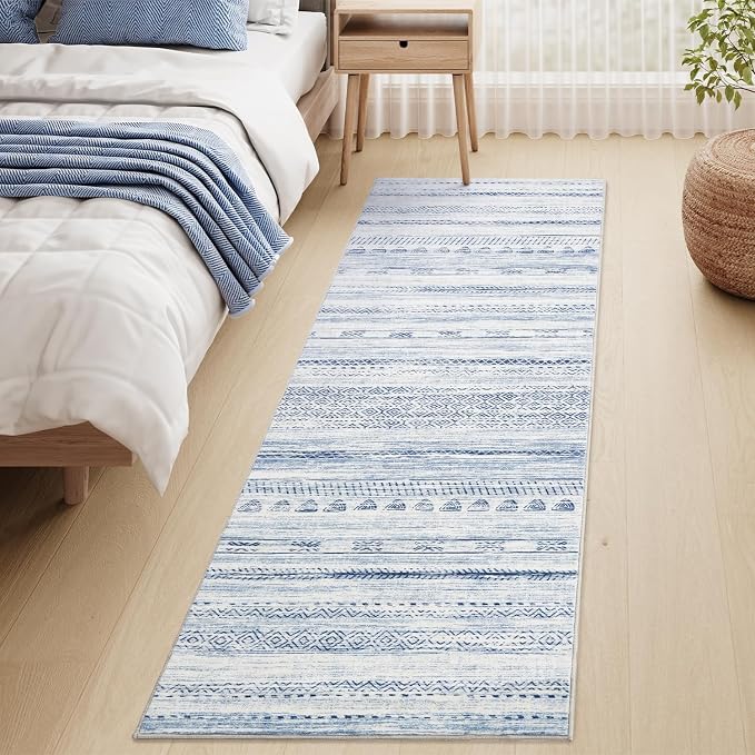 2x6 Runner Rug Machine Washable Non Slip Area Rug Distressed Neutral Moroccan - Image 3