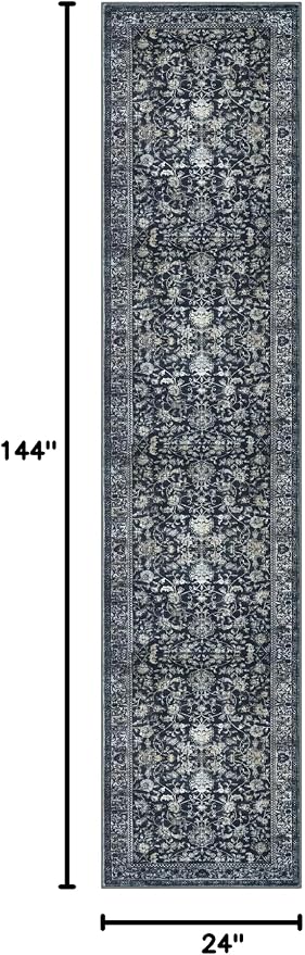 KILOCOCO Hallway Runner 2x12 Rug Runner Printed Vintage Floral Washable - Image 2