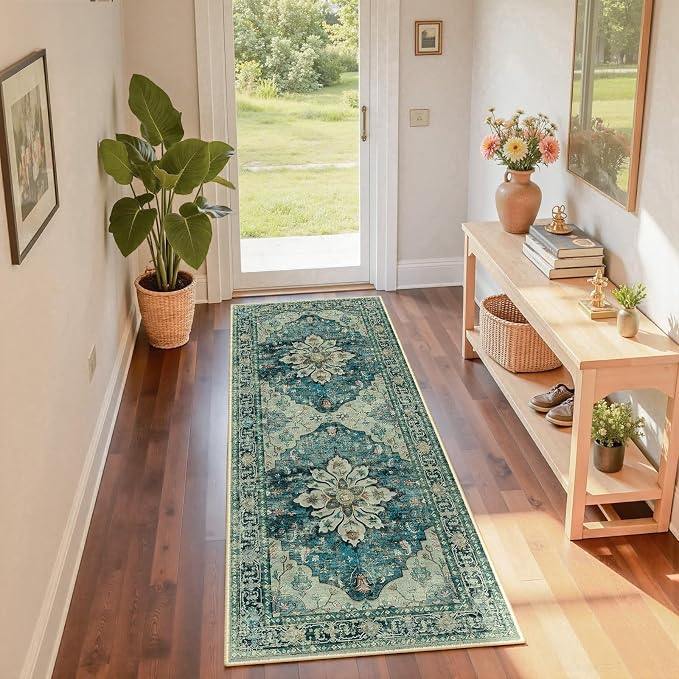 RELEANY Area Rugs Runner 2'x6' Washable Non-Slip, Floral Vintage Distress - Image 3