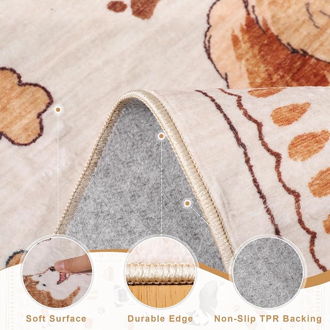 DUKINO 2x10 Runner Rug for Hallway, Washable Animal Dog Print Kitchen Rug - Image 5