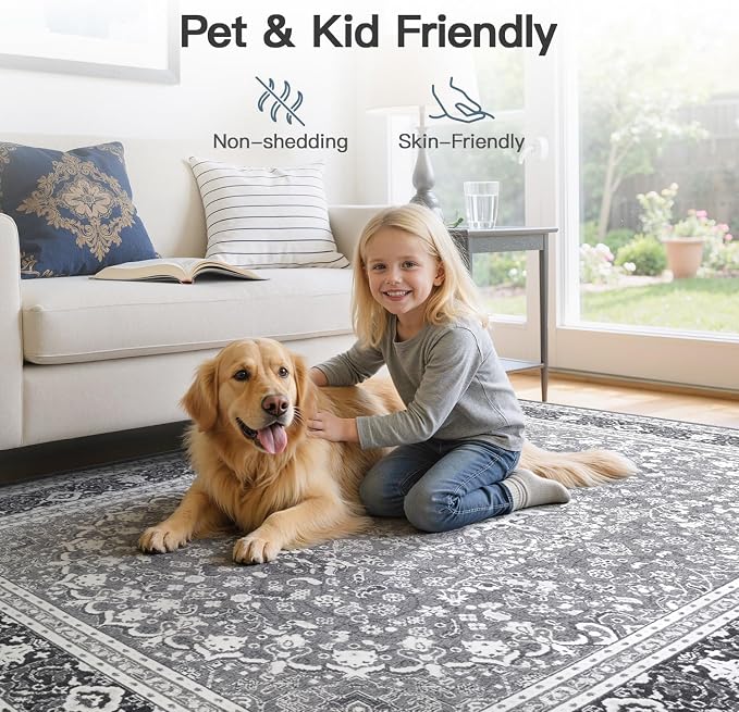 Lofus 9x12 Area Rugs for Living Room, Machine Washable Non-Slip Area Rug - Image 5