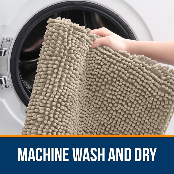OLANLY Small Bathroom Rugs 24x16, Extra Soft Absorbent Chenille Bath Rugs - Image 5
