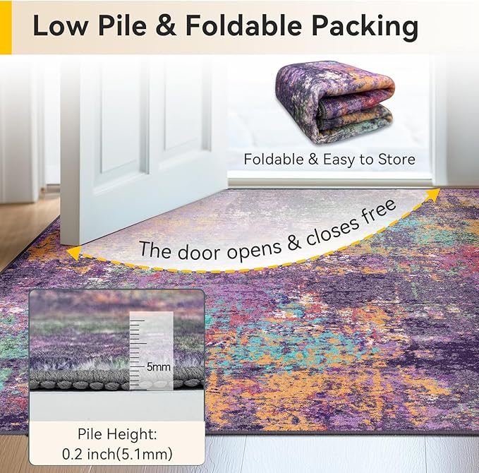 RELEANY Washable Area Rugs 9'x12' Non-Slip Modern Abstract Soft - Image 6