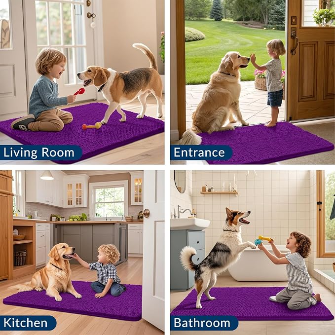Smiry Dog Door Mat for Muddy Paws 36x24, Absorbent Dirt Trapper, Non-Slip - Image 7