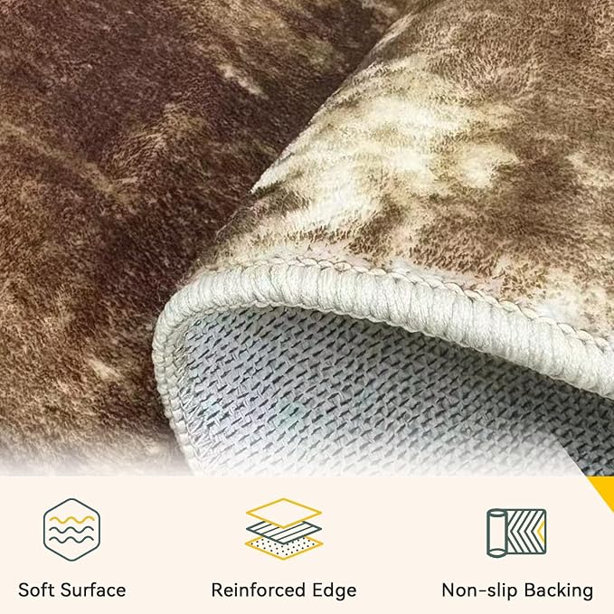RELEANY Washable Area Rugs 2'x8' Non-Slip Modern Abstract Soft - Image 5