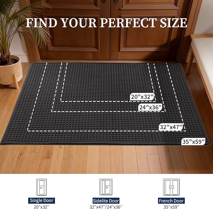YIHOUSE Indoor Door Mat 35" x 59", Non-Slip Washable Entryway Mat, Dirt Trapper - Image 2
