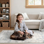 DCX 8x10 Haze Blue Rug, Machine Washable Stain Resistant Distressed Vintage Rug - Image 3