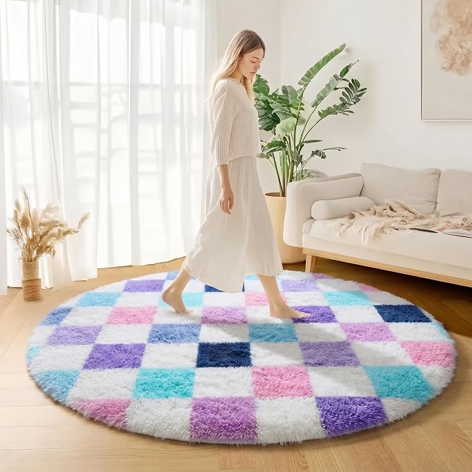 KICMOR Purple Rainbow Round Rug - Image 7
