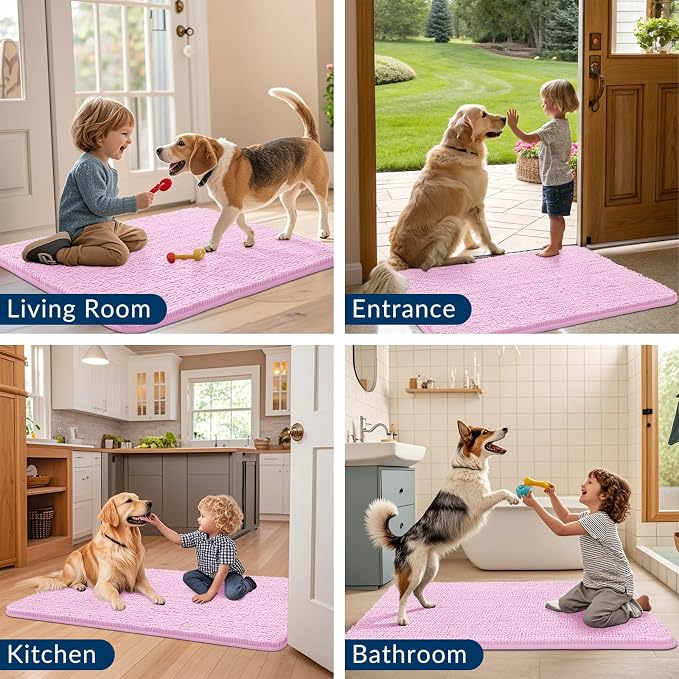 Smiry Dog Door Mat for Muddy Paws 30x20, Absorbent Dirt Trapper, Non-Slip - Image 7