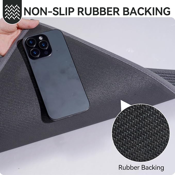Front Door Mat 17''x30'', Non Slip Absorbent Dirt Resist Washable Low-Profile - Image 5