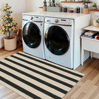 Black and White Striped Entry Rug - Image 9