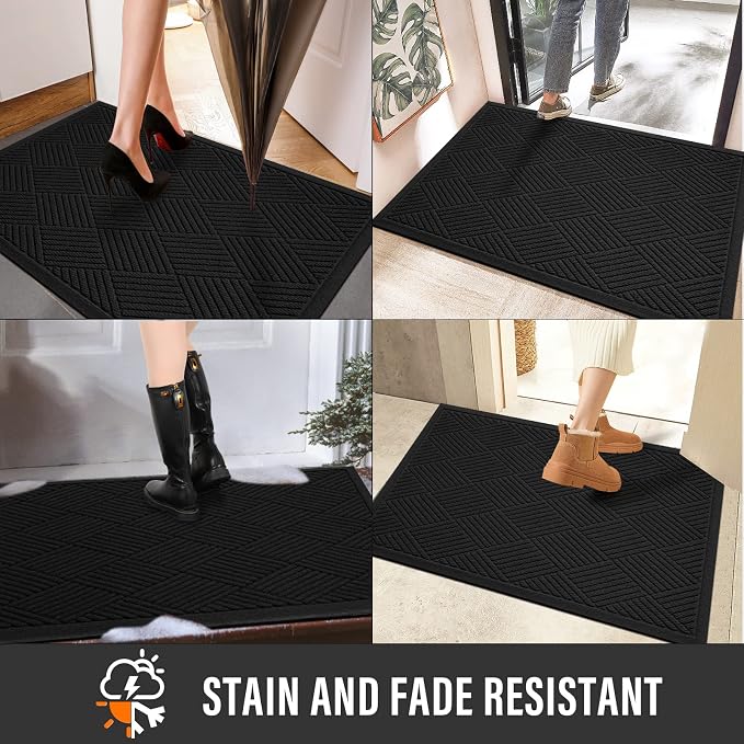 HIYARD Sturdy Front Door Mat, Absorbent Muddy Dirt Resist Welcome Door Mats - Image 5