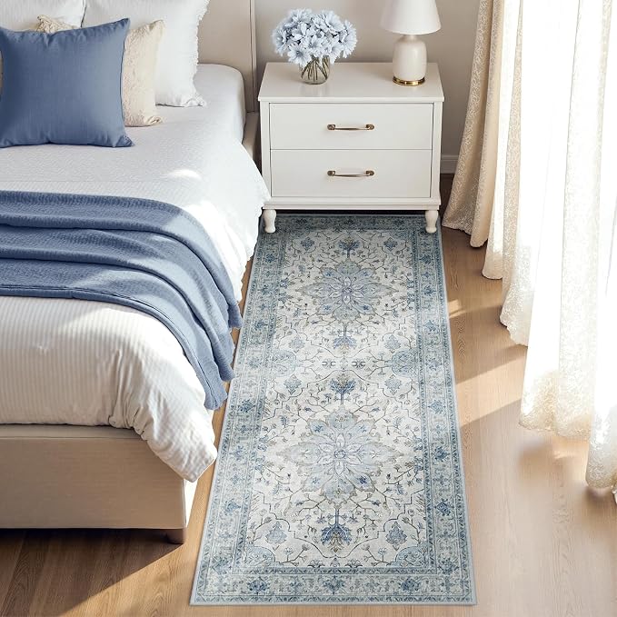 RELEANY Area Rugs Runner 3'x6' Washable Non-Slip, Floral Vintage Distress - Image 2
