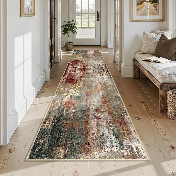 RELEANY Washable Area Rugs 2'6"x12 Non-Slip Modern Abstract Soft - Image 7