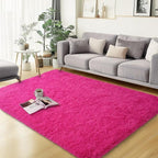 qulint Hot Pink Rugs for Bedroom Girls, 3x5 Area Rug Fluffy Shaggy Kids Rug by QULINT