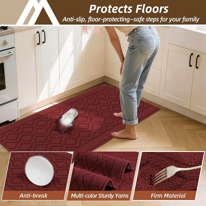 COSY HOMEER Kitchen Rugs 24"x35" Non-Slip Washable Kitchen Mats - Image 6