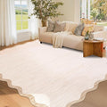 GarveeHome Scalloped Washable Rug 4x6, Bordered Non-Slip Farmhouse Bedroom by GarveeHome