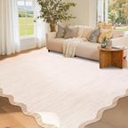 GarveeHome Scalloped Washable Rug 4x6, Bordered Non-Slip Farmhouse Bedroom by GarveeHome