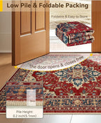RELEANY Area Rugs Square 10ft Washable Non-Slip, Floral Vintage Distress - Image 3