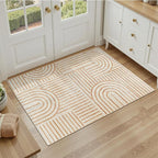 DCX Beige 2x3 Entryway Rug, Machine Washable, Soft Midcentury Modern Non Slip - Image 2