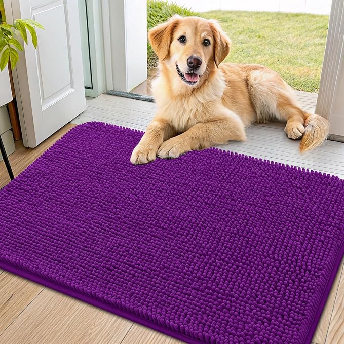 Smiry Dog Door Mat for Muddy Paws 36x24, Absorbent Dirt Trapper, Non-Slip by Smiry
