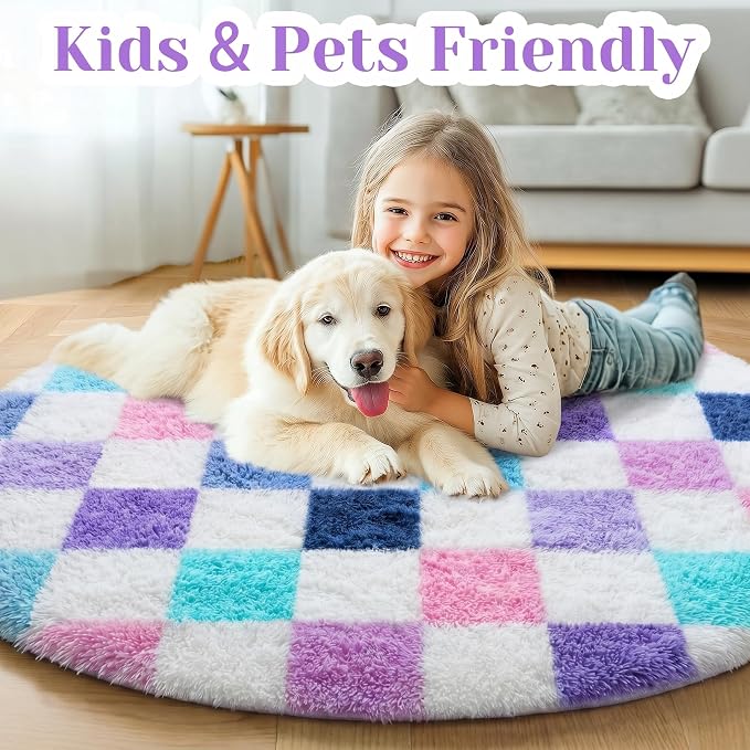 KICMOR Purple Rainbow Round Rug - Image 8
