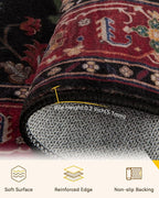 RELEANY Area Rugs Round 4ft Washable Non-Slip, Floral Vintage Distress - Image 3