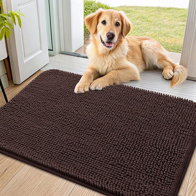 Smiry Dog Door Mat for Muddy Paws 40x24, Absorbent Dirt Trapper, Non-Slip by Smiry