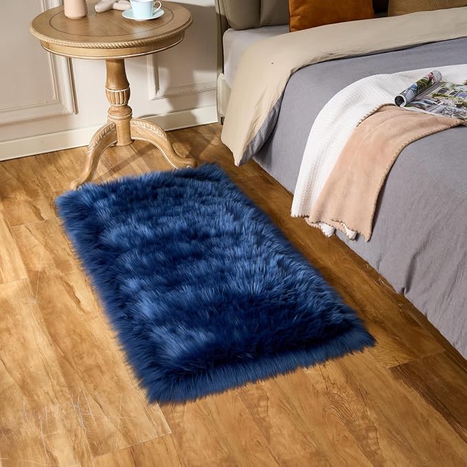 EasyJoy Ultra Soft Fluffy Shaggy Area Rug Faux Fur Rug Chair Cover Seat Pad - Image 2